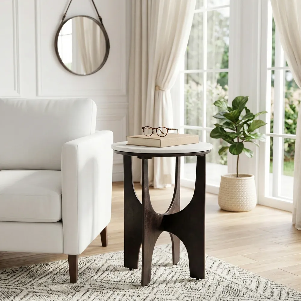 GARSONFIELD WHITE TABLE 22 (IN)