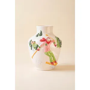 Ceramic Christmas Vase with Skier 4