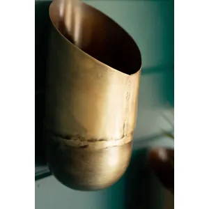 Set of 3 Antique Brass Wall Vases 4