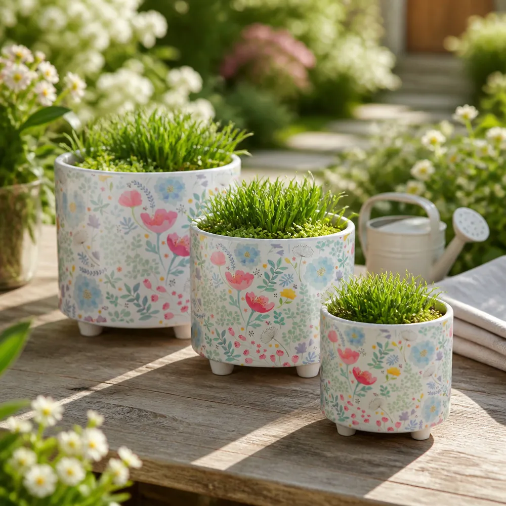 CALTONCROSS SET OF 3 BLUE PLANTER 11 (IN)