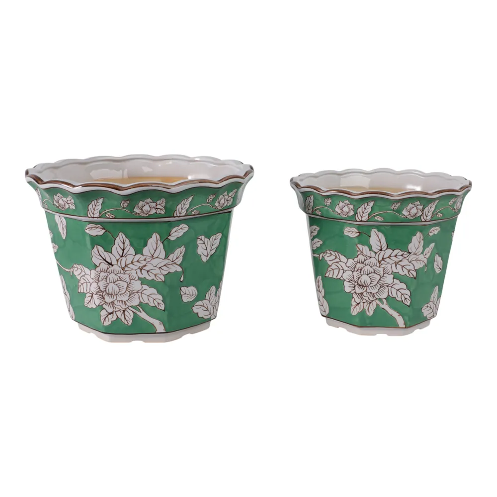 AIDENRIDGE SET OF 2 GREEN PLANTER 10 (IN)