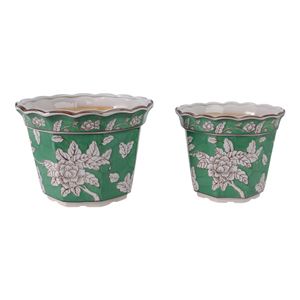 AIDENRIDGE SET OF 2 GREEN PLANTER 10 (IN) 4