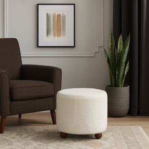 BAKERGROVE IVORY OTTOMAN 18 (IN) 12
