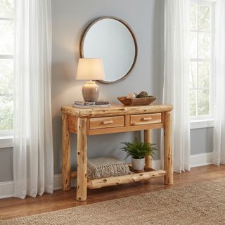 Cedar Log Two Drawer Sofa Table - Coffee
