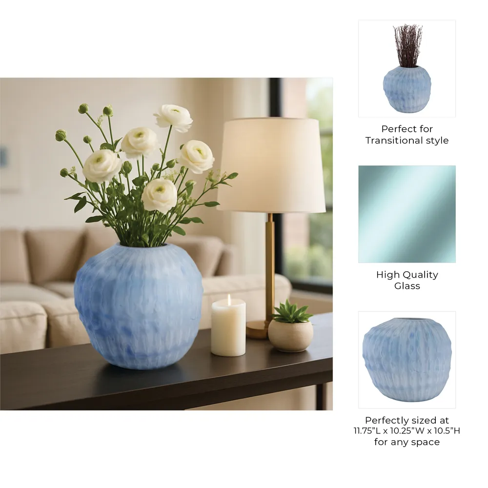 KIRBYWAY BLUE GLASS VASE 11 (IN)