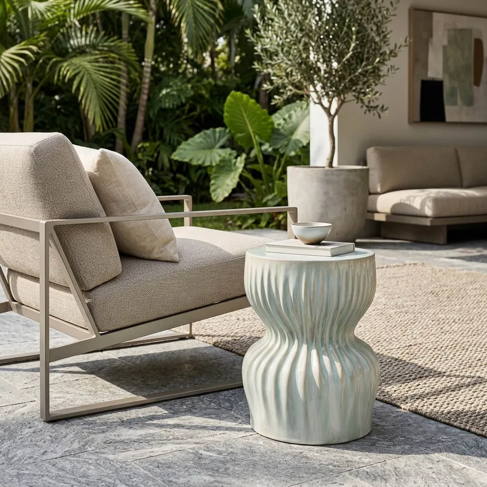 LEONAMILL WHITE GARDEN STOOL 19 (IN)