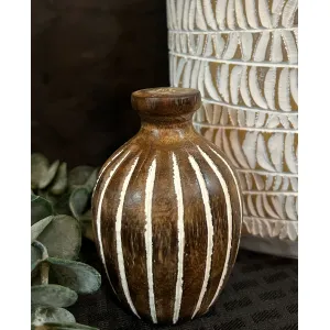 Mini Striped Wood Vase 4x3in 2