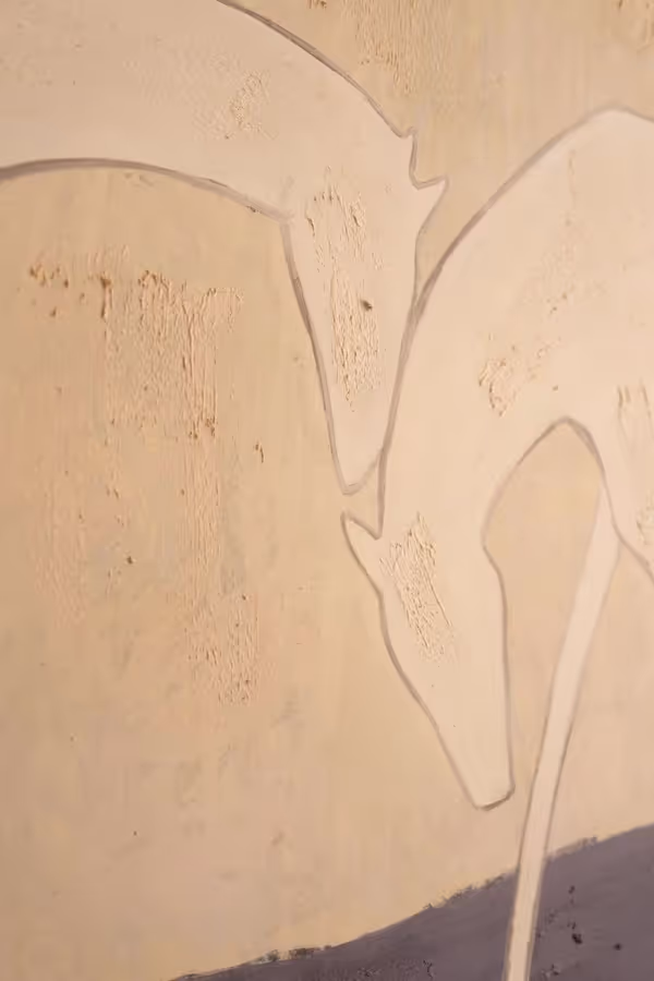 Framed Three White Horses Painting