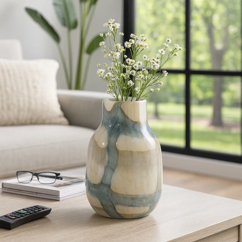 CRANEWORTH BLUE GLASS VASE 10 (IN)