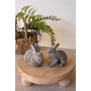 Set of 2 Rustic Ceramic Rabbits 1