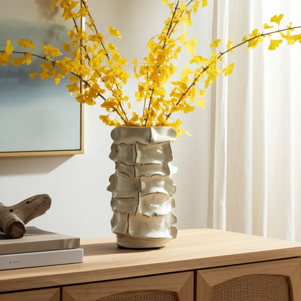 ELMSHAW WHITE VASE 17 (IN)