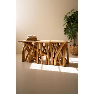 Repurposed Teakwood Branches Rectangle Coffee Table 6