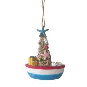 4" CHRISTMAS TREE BOAT ORNAMENT 1