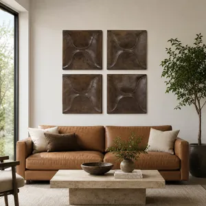 HESTONCROSS SET OF 4 BROWN WALL SCULPTURES 28 (IN) 11