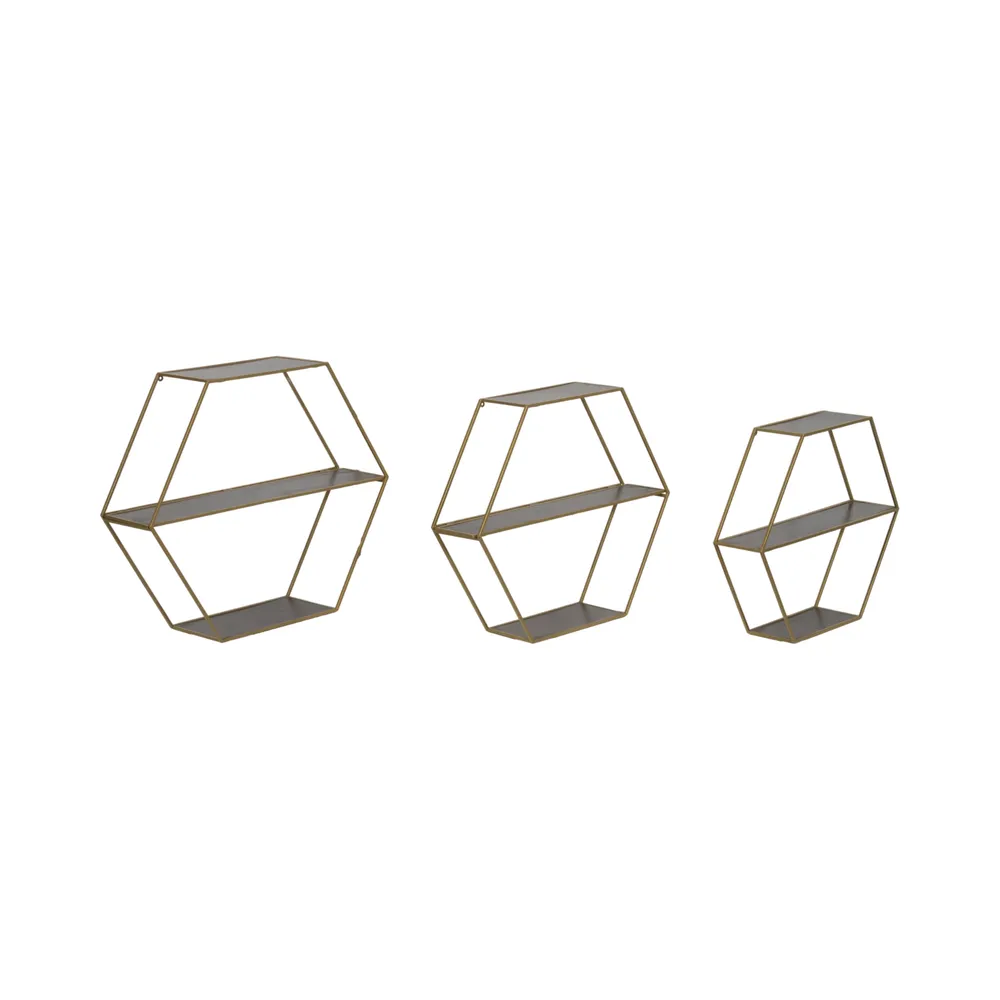 KEATONWOOD SET OF 3 GOLD WALL SHELF 22 (IN)