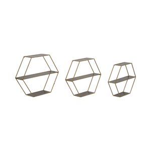KEATONWOOD SET OF 3 GOLD WALL SHELF 22 (IN) 3