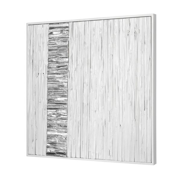 Stripe Wood I Dimensional Wall Art - White