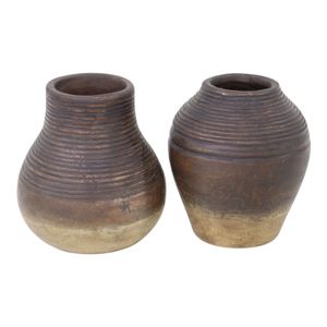 DRAPERFIELD SET OF 2 BROWN VASES 6 (IN) 1