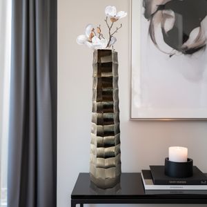 27" TERINI LARGE METAL VASE, SILVER 2
