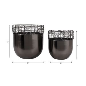 LEONAWELL SET OF 2 GRAY PLANTER 13 (IN) 8