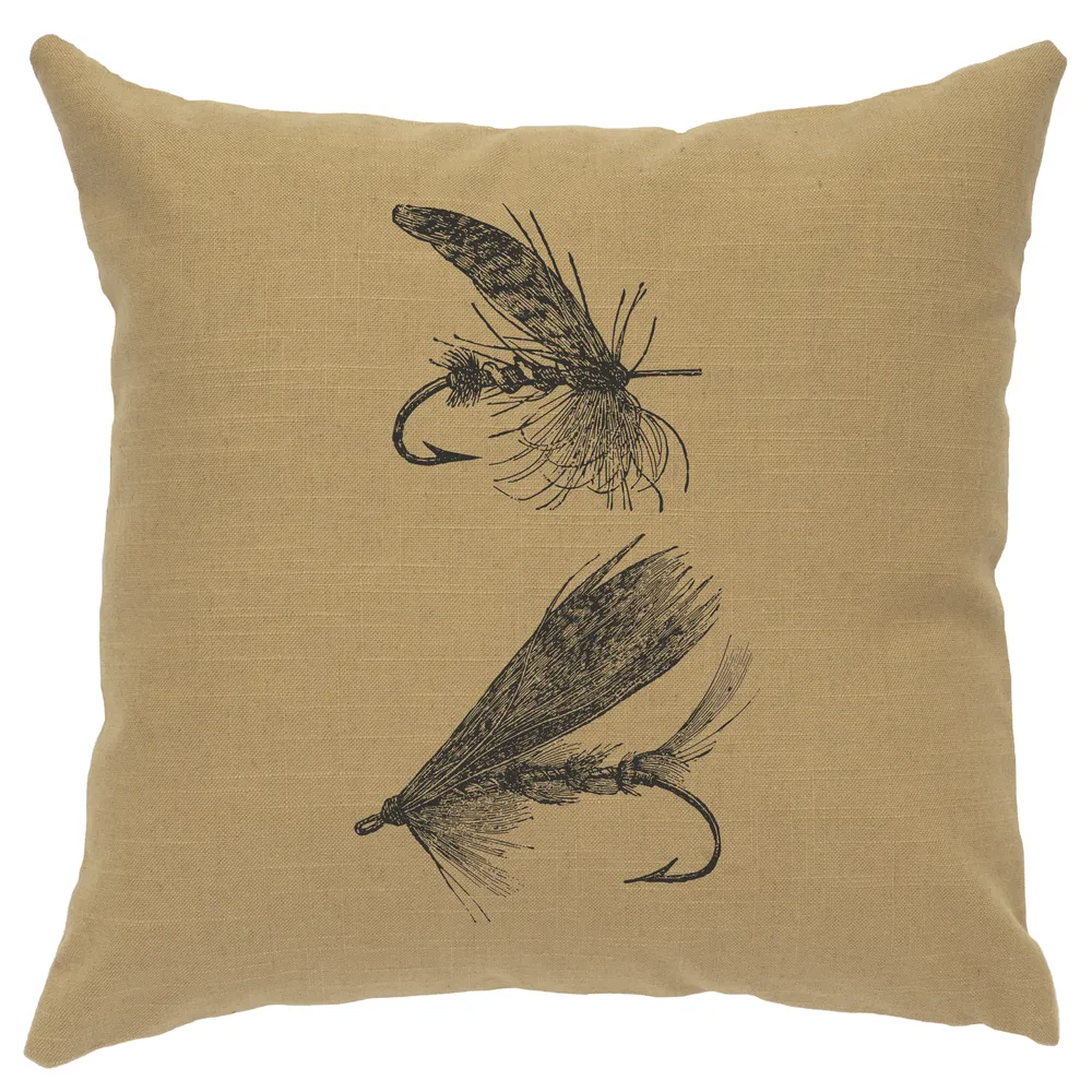Image Pillow - Flies - Linen Straw