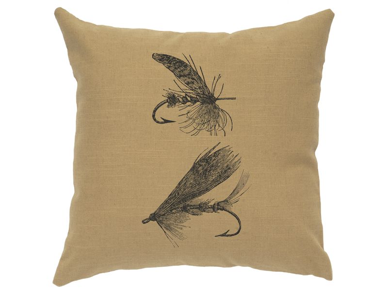 Image Pillow - Flies - Linen Straw 1
