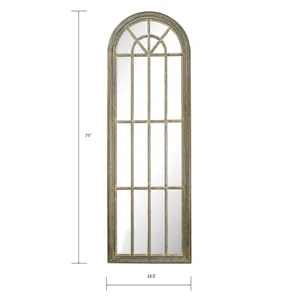 Arched Windowpane Wall Mirror - Gray 2