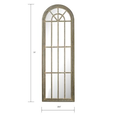 Arched Windowpane Wall Mirror - Gray