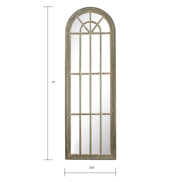 Arched Windowpane Wall Mirror - Gray