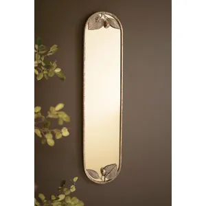 Tall Rustic Metal Framed Mirror with Leaf and Fruit Detail 1