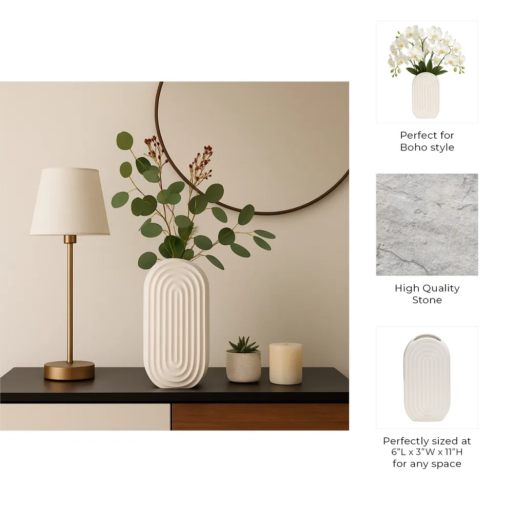 ELTONLAND WHITE VASE 11 (IN)