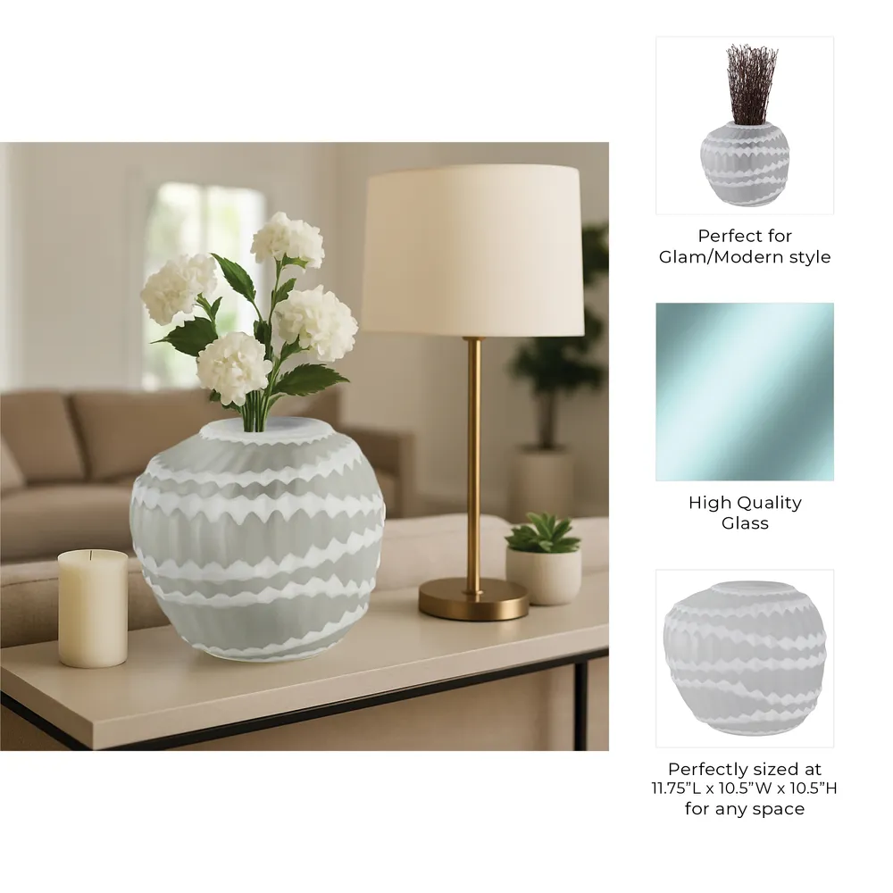 AXELBURN WHITE GLASS VASE 11 (IN)