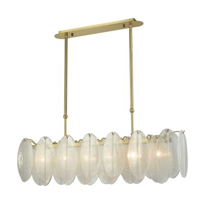 Hush 47″ Wide 6-Light Linear Chandelier - Aged Brass with White