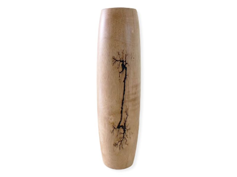 14" Wooden Vase with Electric Burn Design 3