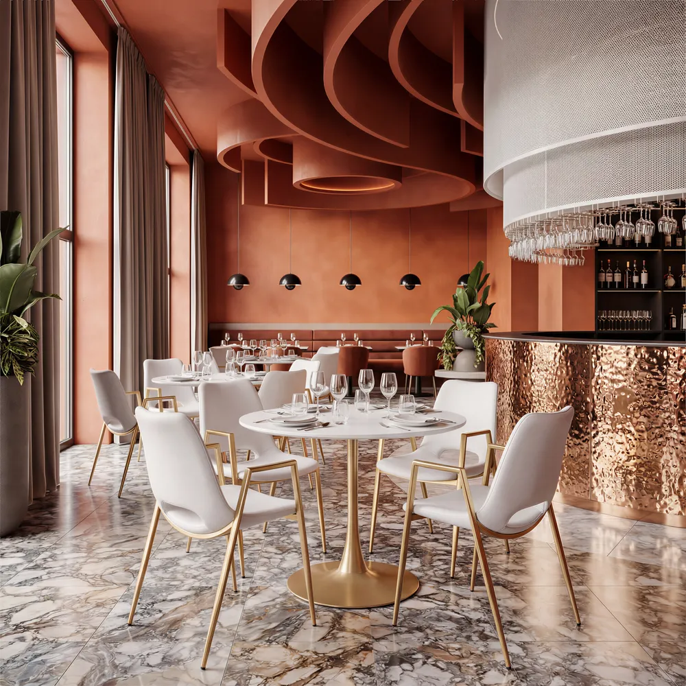 Desi Dining Chair White & Gold