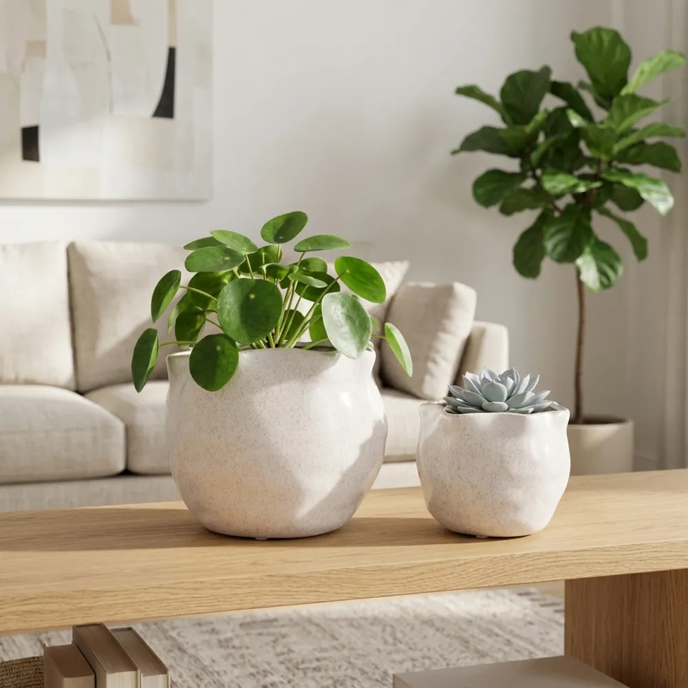DRAPERSTONE SET OF 2 IVORY PLANTER 6 (IN)