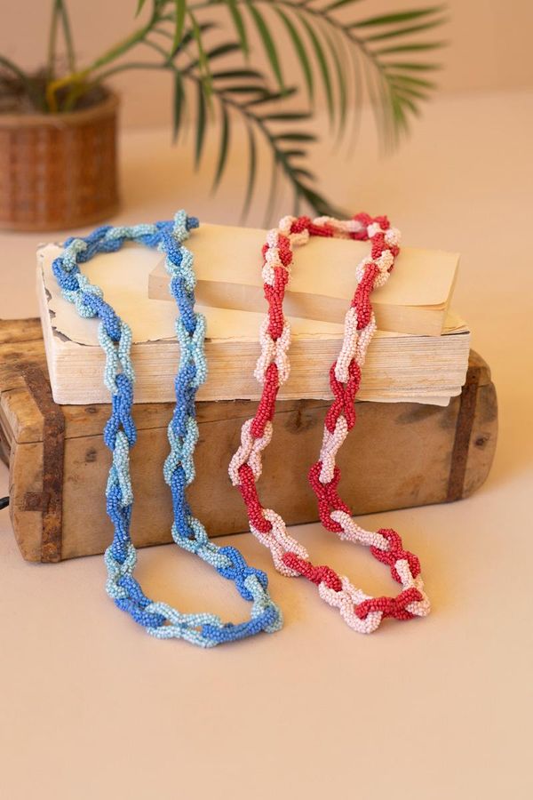 Seed Beaded Chain Necklace / Cumin & Saffron