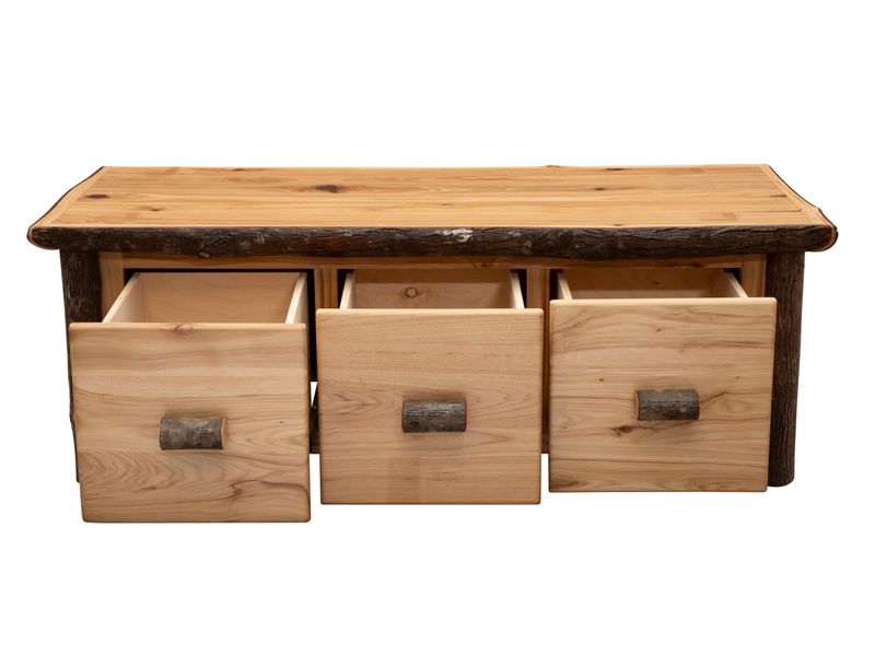Hickory Log Enclosed Coffee Table - Three Drawer - Espresso - Standard 5