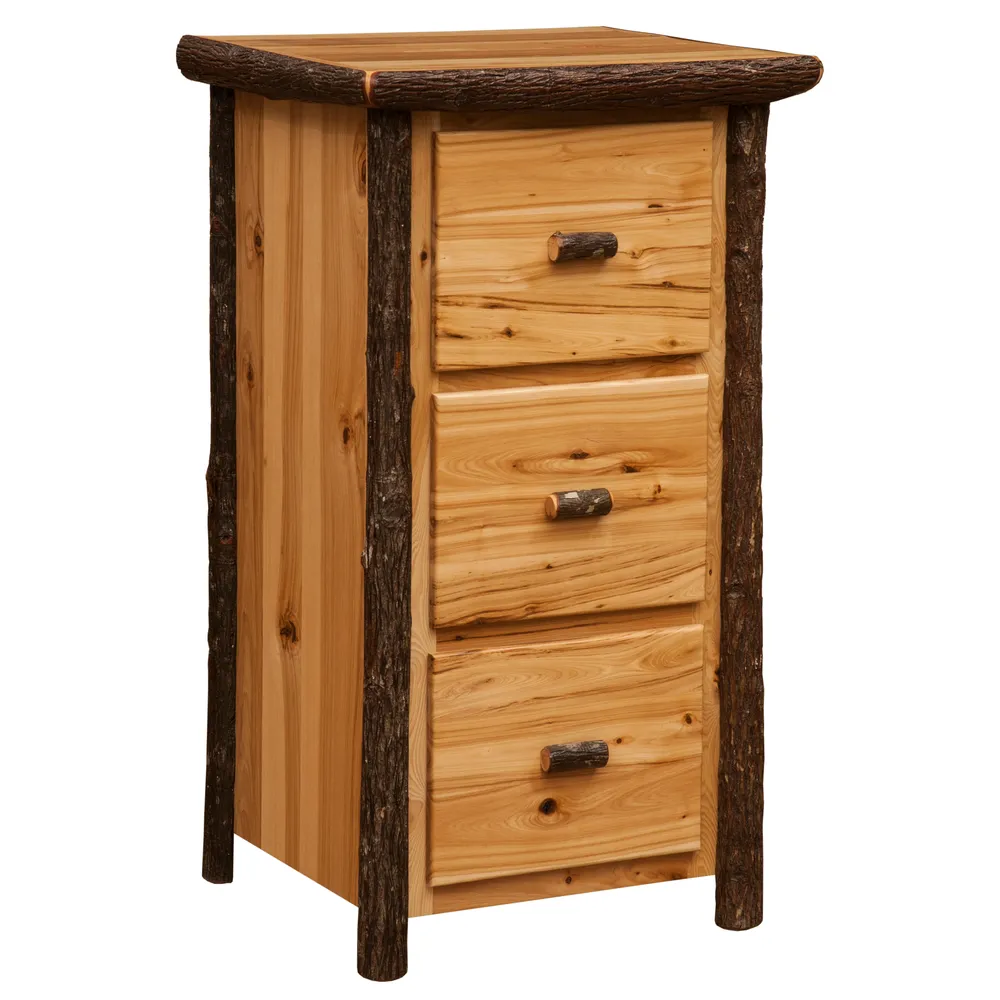 Hickory Log Three Drawer File Cabinet - Cinnamon