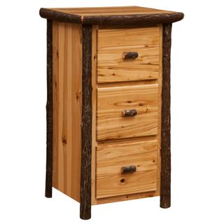 Hickory Log Three Drawer File Cabinet - Cinnamon