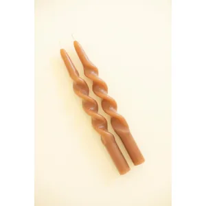 Set of 2 Spiral Taper Candles / Rust 3