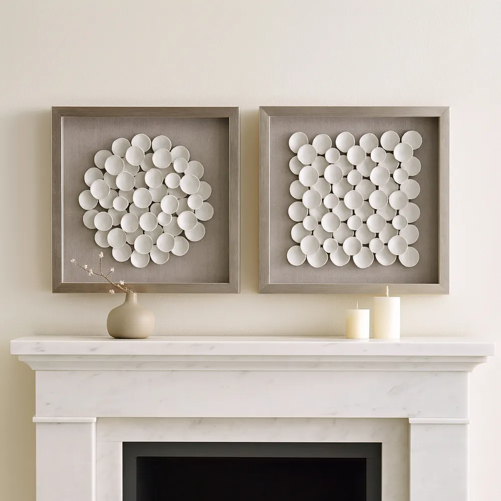 PEARLWAY SET OF 2 WHITE ART 2 (IN)