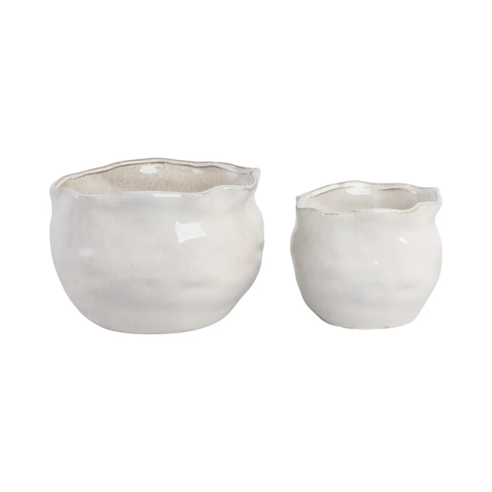 DRAPERSTONE SET OF 2 WHITE PLANTER 9 (IN)