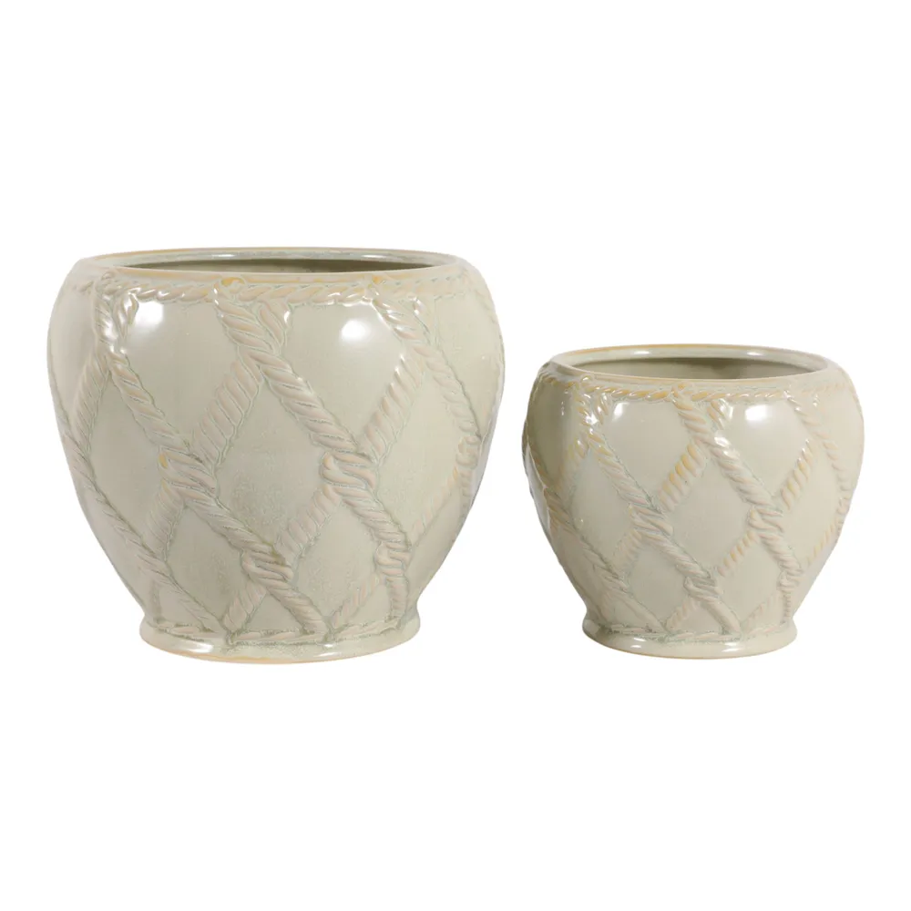 HARDWICKGATE SET OF 2 GREEN PLANTER 7 (IN)