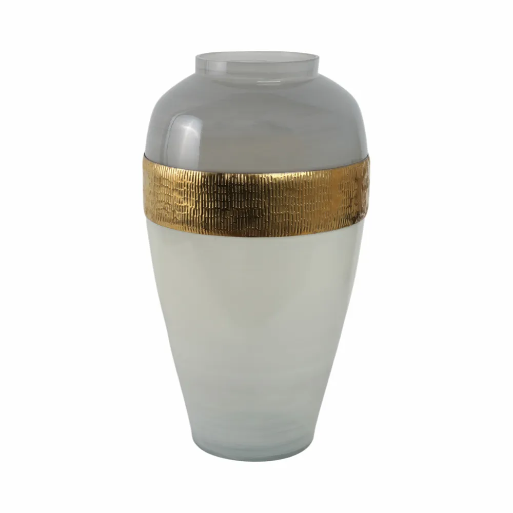 HARKENLAND WHITE GLASS VASE 21 (IN)