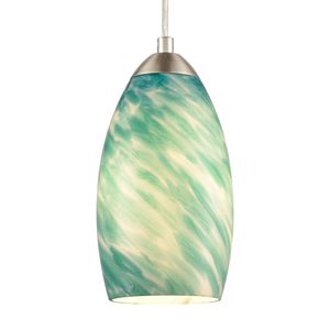 Evening Sky 5'' Wide 1-Light Mini Pendant - Satin Nickel with Blue Cloud Glass 4