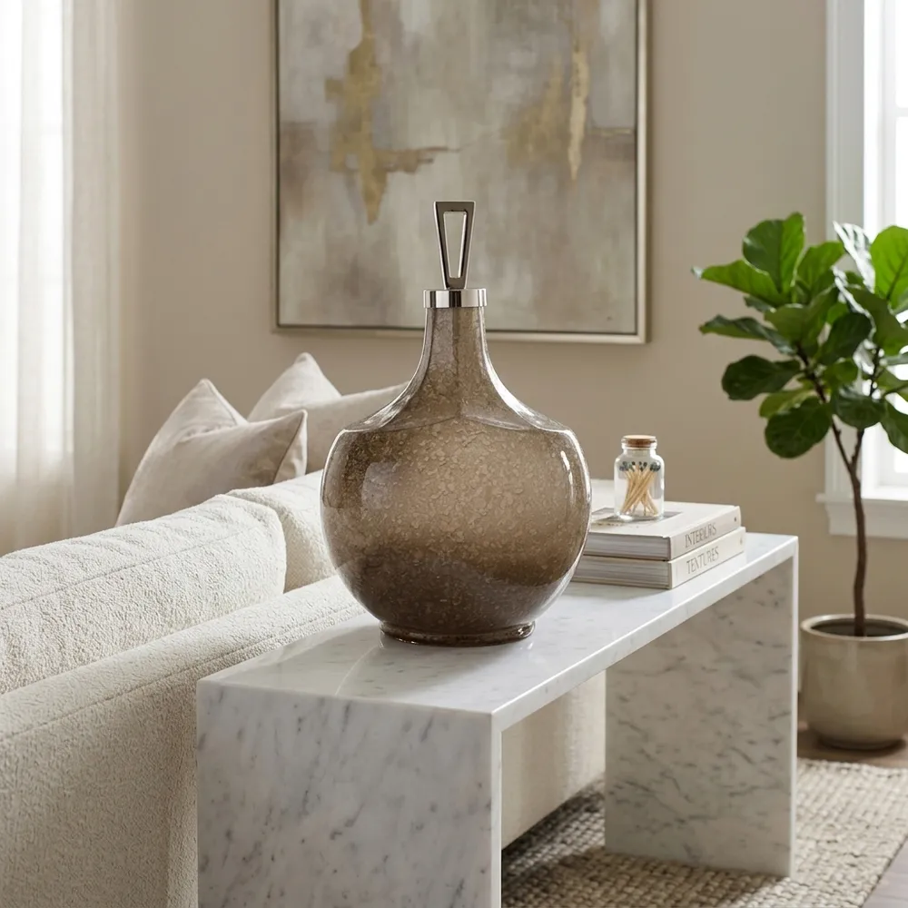 TATUMMORE WHITE GLASS VASE 20 (IN)