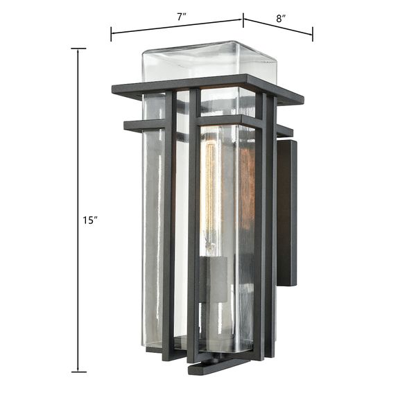 Croftwell 15'' High 1-Light Outdoor Sconce - Textured Matte Black with Clear Glass