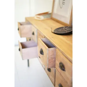 Wooden Console with 12 Drawers and Iron Legs 2