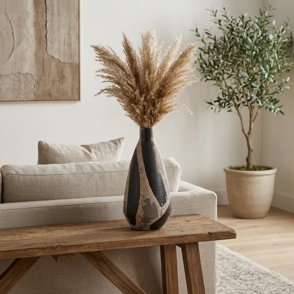 ELM BLACK VASE 16 (IN)
